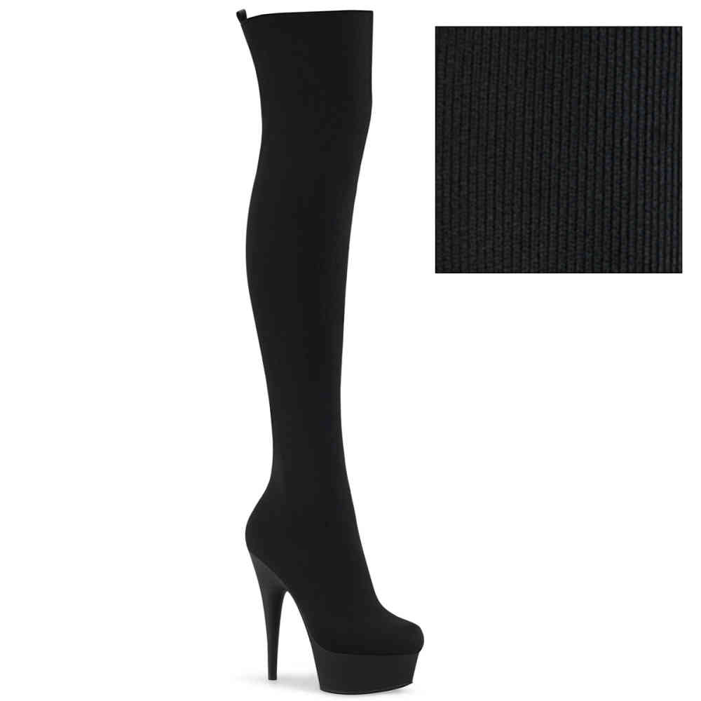 Pleaser - DELIGHT-3002-1 Plattform Overknee Stiefel - Schwarz